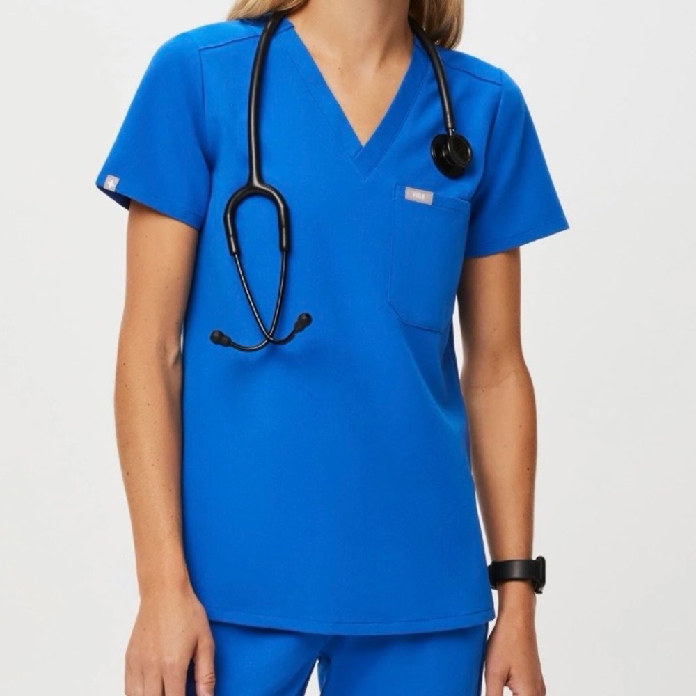 EUC Figs "Catarina" 1-pocket scrub top in Royal Blue (PETITE) - S